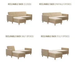 CosmoLiving Liberty Ivory Velvet Sectional Storage Futon 7 CosmoLiving Liberty Ivory Velvet Sectional Storage Futon -Home Furniture Store 810541041 6