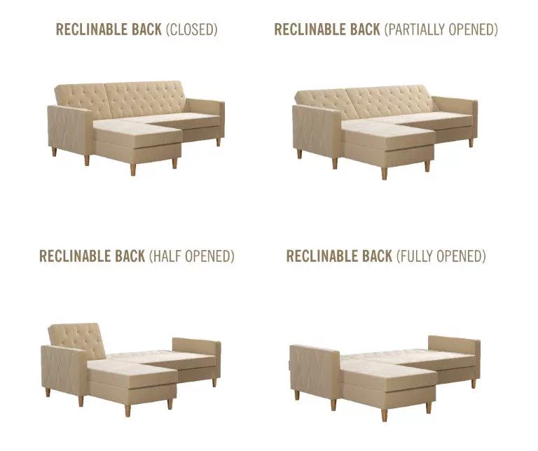 CosmoLiving Liberty Ivory Velvet Sectional Storage Futon CosmoLiving Liberty Ivory Velvet Sectional Storage Futon -Home Furniture Store 810541041 6