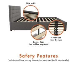 CosmoLiving Elizabeth Gray Linen Storage Bed -Home Furniture Store 810541043 4