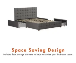 CosmoLiving Elizabeth Gray Linen Storage Bed -Home Furniture Store 810541043 5