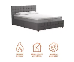 CosmoLiving Elizabeth Gray Linen Storage Bed -Home Furniture Store 810541043 6