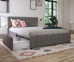 CosmoLiving Elizabeth Gray Linen Storage Bed -Home Furniture Store 810541044 1