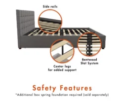 CosmoLiving Elizabeth Gray Linen Storage Bed -Home Furniture Store 810541044 4