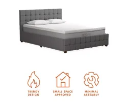 CosmoLiving Elizabeth Gray Linen Storage Bed -Home Furniture Store 810541044 6