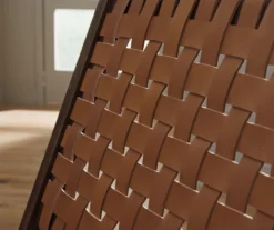 Fayme Camel Armless Leather Woven-Back Lounge Chair -Home Furniture Store 810542301 3