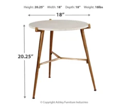 Chadton Round White Marble & Gold Metal Accent Table 5 Chadton Round White Marble & Gold Metal Accent Table -Home Furniture Store 810542302 3