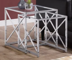 Monarch Glass & Metal 2-Piece Nesting Table Set 7 Monarch Glass & Metal 2-Piece Nesting Table Set -Home Furniture Store 810542387 1