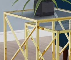 Monarch Glass & Metal 2-Piece Nesting Table Set 5 Monarch Glass & Metal 2-Piece Nesting Table Set -Home Furniture Store 810542390 3