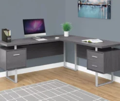 Monarch Metal 3-Drawer L-Shaped Computer Desk -Home Furniture Store 810542428 1