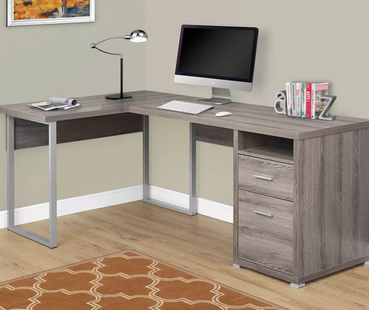 Monarch Metal 2-Drawer L-Shaped Computer Desk Monarch Metal 2-Drawer L-Shaped Computer Desk -Home Furniture Store 810542429 1