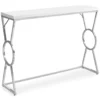 Glossy White Chrome Circle Leg Accent Table -Home Furniture Store 810542467 2