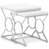 Glossy White Chrome Metal 2-Piece Nesting Table Set