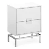 Glossy White & Chrome Metal Retro Accent Table -Home Furniture Store 810542472 3