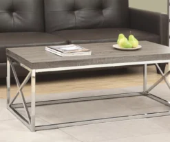 Dark Taupe & Chrome Metal Coffee Table 3 Dark Taupe & Chrome Metal Coffee Table -Home Furniture Store 810542479 1