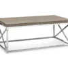 Dark Taupe & Chrome Metal Coffee Table -Home Furniture Store 810542479 2