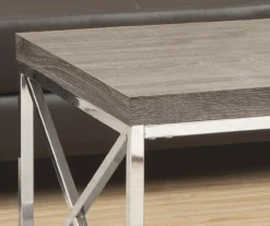 Dark Taupe & Chrome Metal Coffee Table 4 Dark Taupe & Chrome Metal Coffee Table -Home Furniture Store 810542479 3