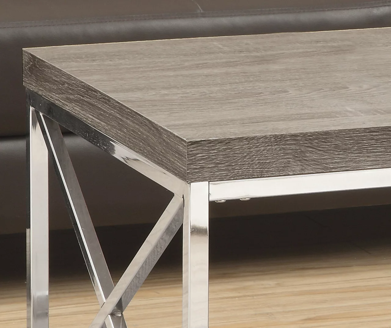 Dark Taupe & Chrome Metal Coffee Table Dark Taupe & Chrome Metal Coffee Table -Home Furniture Store 810542479 3