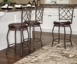 Pike Brown 3-Piece Upholstered Adjustable Swivel Stool Set -Home Furniture Store 810543038 A0 9