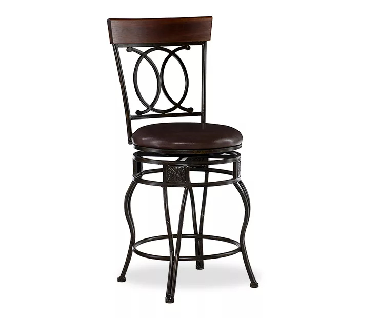 Kelley Brown & Matte Bronze Metal Ox Back Swivel Bar Stool Kelley Brown & Matte Bronze Metal Ox Back Swivel Bar Stool -Home Furniture Store 810543056 1
