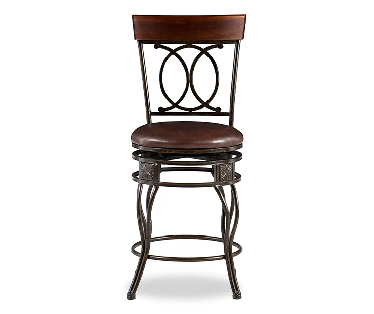 Kelley Brown & Matte Bronze Metal Ox Back Swivel Bar Stool Kelley Brown & Matte Bronze Metal Ox Back Swivel Bar Stool -Home Furniture Store 810543056 3