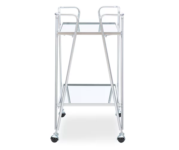 Hampton Silver 2-Shelf Rolling Steel Bar Cart Hampton Silver 2-Shelf Rolling Steel Bar Cart -Home Furniture Store 810543098 4