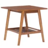 Presley Brown 2-Tier Slatted Wood End Table