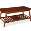 Presley Brown 2-Tier Slatted Wood Coffee Table