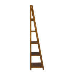 Presley Walnut 5-Shelf Ladder Bookcase -Home Furniture Store 810543154 3