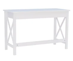Richland White 1-Drawer Wood X Leg Desk -Home Furniture Store 810543159 5
