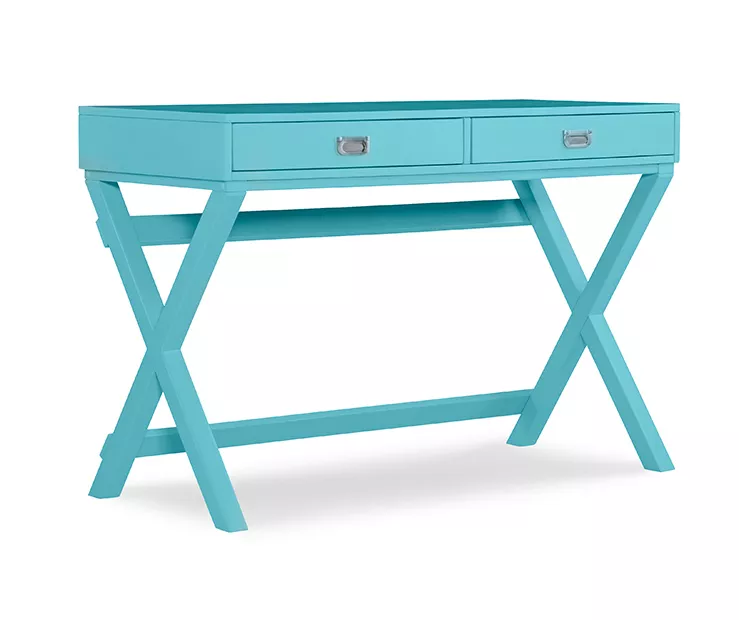 Cami Blue X-Base Campaign Style Writing Desk Cami Blue X-Base Campaign Style Writing Desk -Home Furniture Store 810543182 1