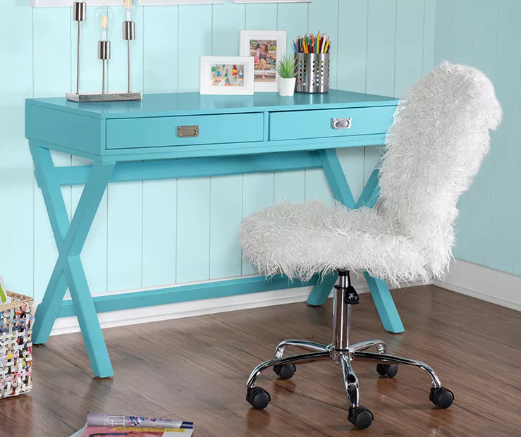 Cami Blue X-Base Campaign Style Writing Desk Cami Blue X-Base Campaign Style Writing Desk -Home Furniture Store 810543182 2