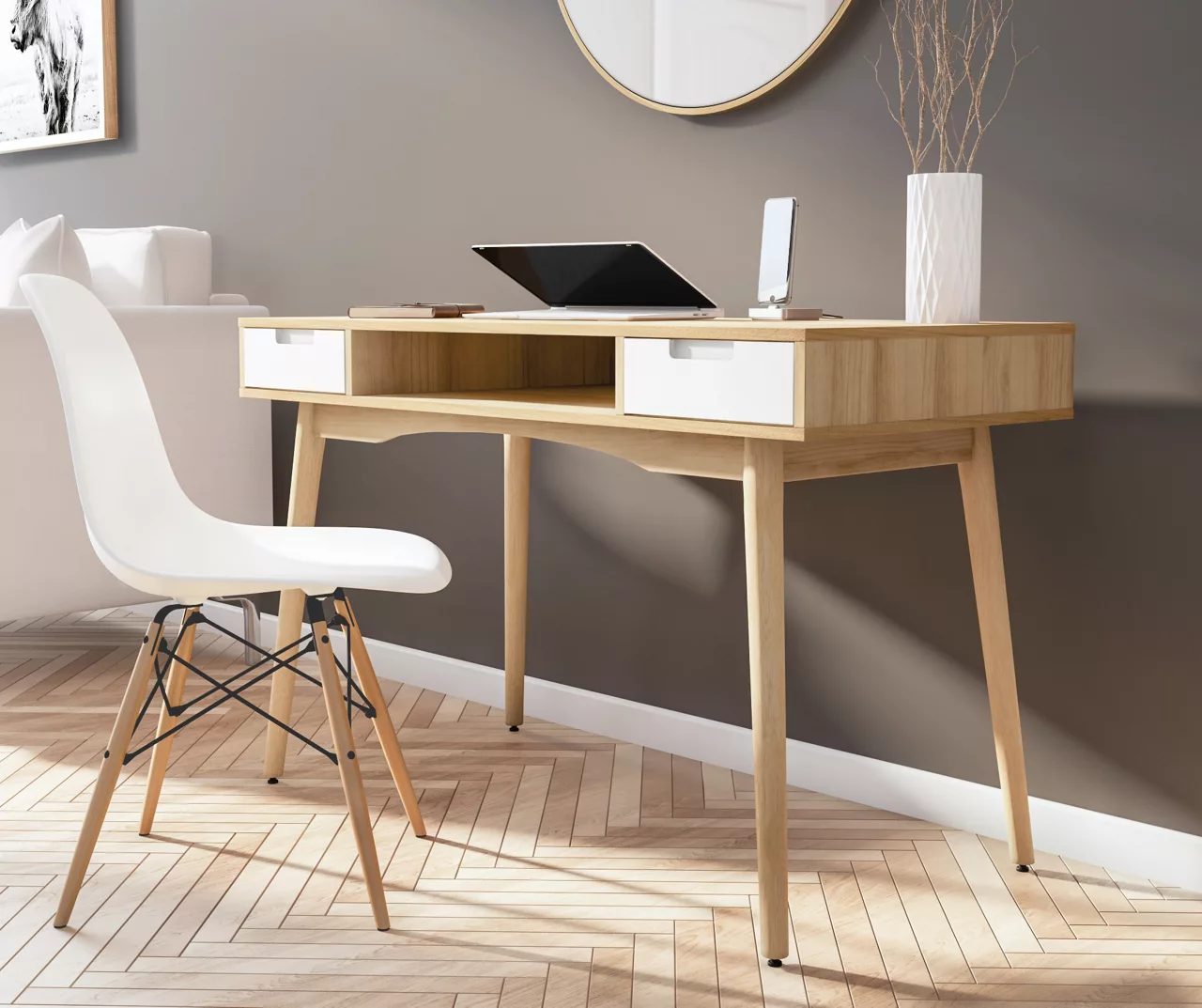 Nate Ash & White 2-Drawer Writing Desk Nate Ash & White 2-Drawer Writing Desk -Home Furniture Store 810543187 A0 7