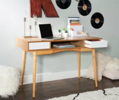 Nate Ash & White 2-Drawer Writing Desk 4 Nate Ash & White 2-Drawer Writing Desk -Home Furniture Store 810543187 A0 8