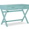 Kari Turquoise 2-Drawer Wooden X-Frame Desk