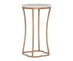 Globa Designs White & Gold Capiz Mosaic Beehive Accent Table -Home Furniture Store 810543194 A0 1