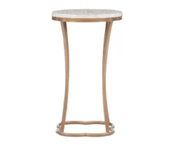 Globa Designs White & Gold Capiz Mosaic Beehive Accent Table -Home Furniture Store 810543194 A1