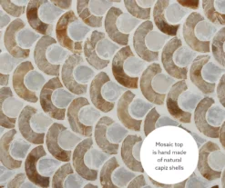 Globa Designs White & Gold Capiz Mosaic Beehive Accent Table -Home Furniture Store 810543194 A8