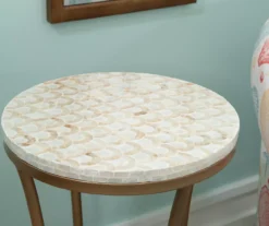 Globa Designs White & Gold Capiz Mosaic Beehive Accent Table -Home Furniture Store 810543194 B8