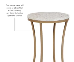 Globa Designs White & Gold Capiz Mosaic Beehive Accent Table -Home Furniture Store 810543194 M0 2