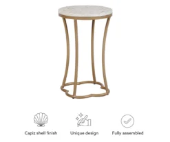 Globa Designs White & Gold Capiz Mosaic Beehive Accent Table -Home Furniture Store 810543194 M0 3