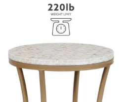 Globa Designs White & Gold Capiz Mosaic Beehive Accent Table -Home Furniture Store 810543194 M0 4
