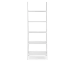 Boston White Wood 5-Shelf Ladder Bookcase -Home Furniture Store 810543215 3