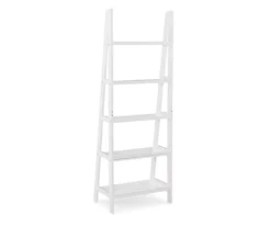 Boston White Wood 5-Shelf Ladder Bookcase -Home Furniture Store 810543215 4