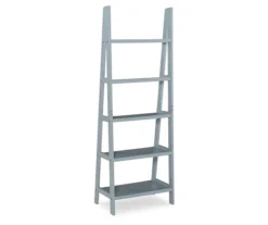 Boston Gray 5-Shelf Wooden Ladder Bookcase -Home Furniture Store 810543216 4