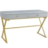 Glam Gray & Gold 2-Drawer Campaign Desk -Home Furniture Store 810543219 A0 1