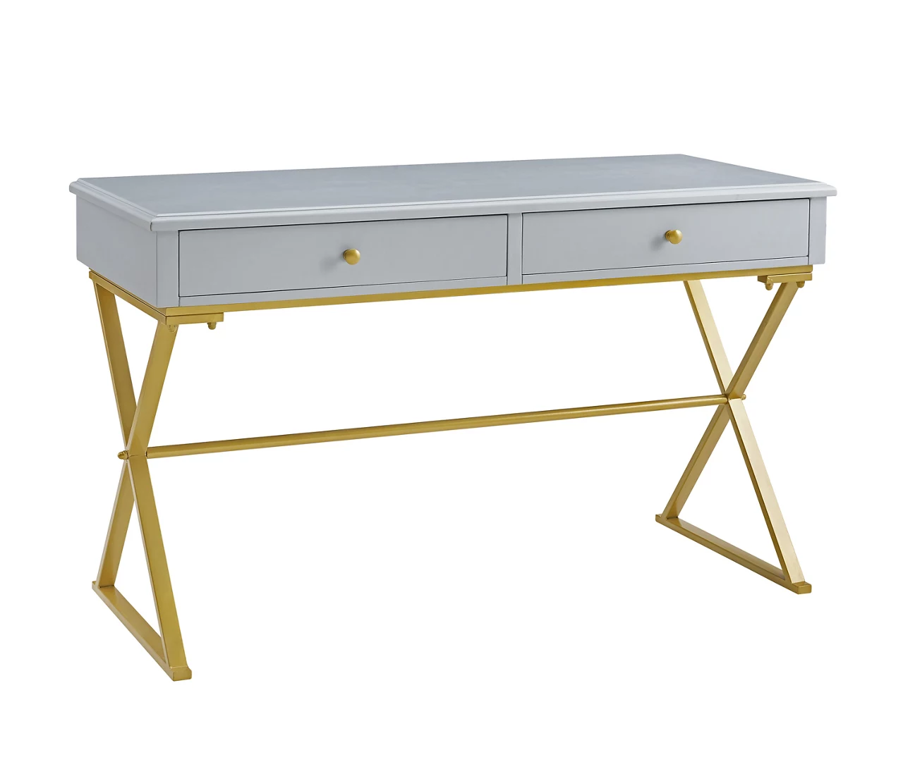 Glam Gray & Gold 2-Drawer Campaign Desk Glam Gray & Gold 2-Drawer Campaign Desk -Home Furniture Store 810543219 A0 1
