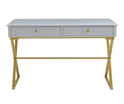 Glam Gray & Gold 2-Drawer Campaign Desk 7 Glam Gray & Gold 2-Drawer Campaign Desk -Home Furniture Store 810543219 A0 2