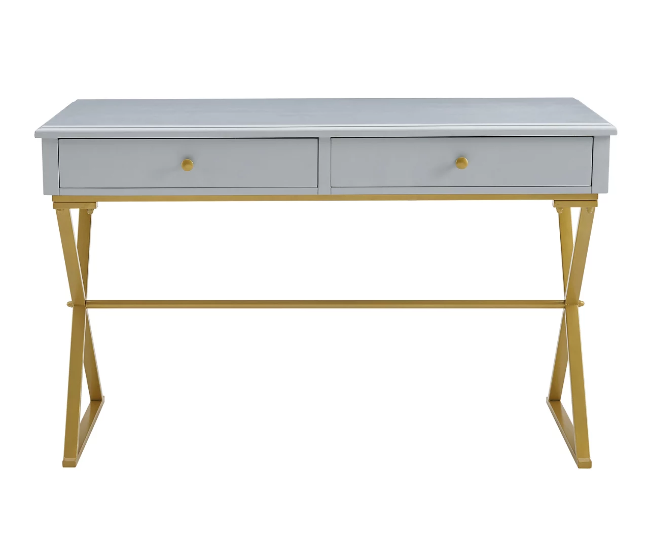 Glam Gray & Gold 2-Drawer Campaign Desk Glam Gray & Gold 2-Drawer Campaign Desk -Home Furniture Store 810543219 A0 2