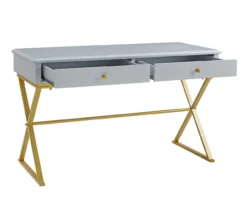 Glam Gray & Gold 2-Drawer Campaign Desk 8 Glam Gray & Gold 2-Drawer Campaign Desk -Home Furniture Store 810543219 A0 5