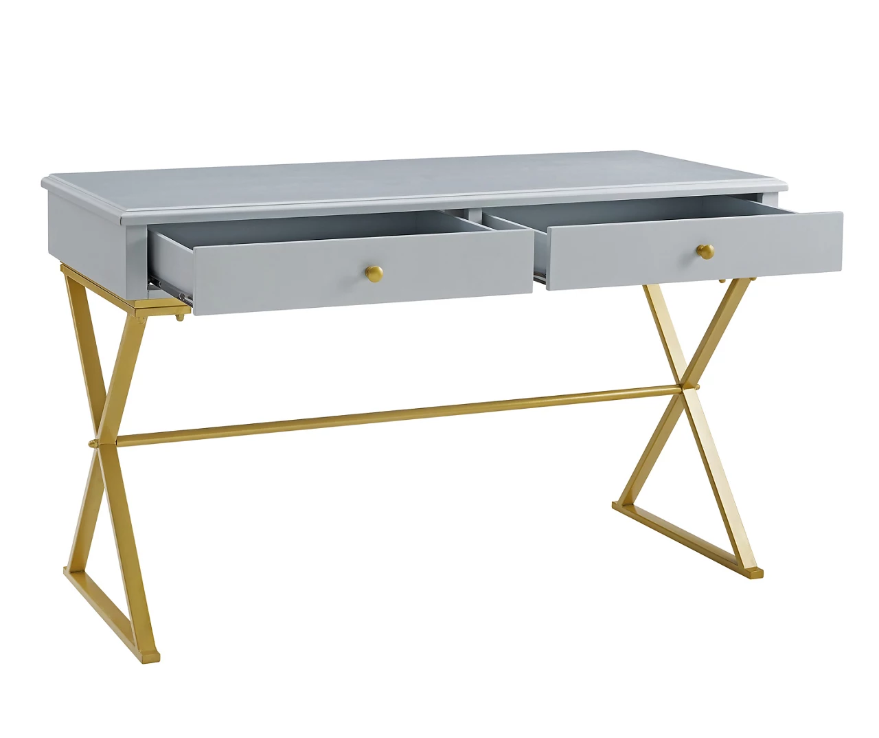 Glam Gray & Gold 2-Drawer Campaign Desk Glam Gray & Gold 2-Drawer Campaign Desk -Home Furniture Store 810543219 A0 5